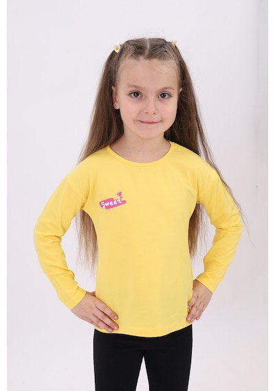 Toontoy Kids Toontoy Kız Çocuk Sweet Baskılı Tişört Koyu Sarı