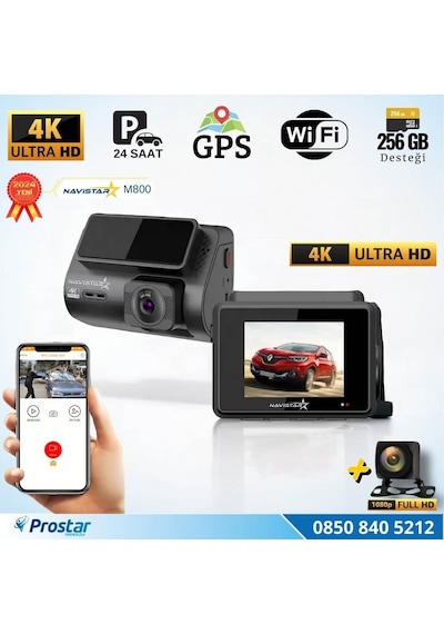 M800 Wifi + Gps 4k Çift Kameralı 170 Geniş Açı Lens Gece Görüşl