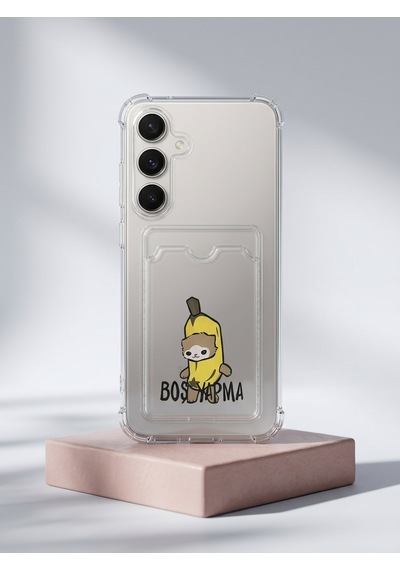 Hepsi Samsung Uyumlu S25 Fe Boş Yapma Muz Detaylı Kart Bölmeli Şeffaf Telefon Kılıfı Najmaddin Çok Renkli