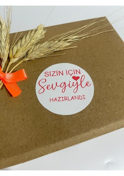 Sizin İçin Sevgiyle Hazırlandı Kırmızı Yazılı Yuvarlak Yapışkanlı Etiket 3x3 Cm 150 Adet