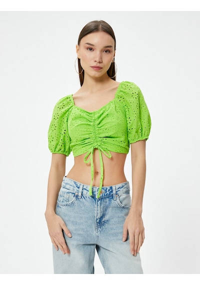 Koton Balon Kol Crop Bluz Fistolu Önden Bağlama Detaylı Büzgülü Astarlı Sarı 3sal60229ıw Sarı Koton Balon Kol Crop Bluz Fistolu Önden Bağlama Detaylı Büzgülü Astarlı Sarı 3sal60229ıw Sarı