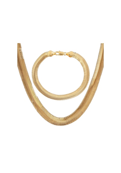 Ehediye Chavin 7 Mm. Snake Yılan Örme Kadın Zincir Kolye Bileklik Eg94 Altın