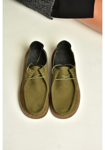 Fox Shoes V944092701 Haki Hakiki Deri Nubuk Günlük Ayakkabı