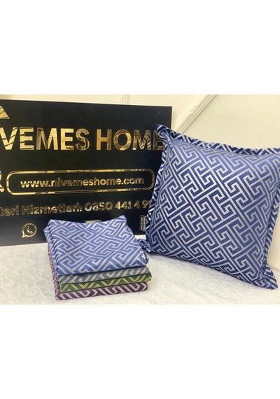 Nivemeshome Monet Zigzag Kırlent Kılıfı Lacivert 45 X 45 Lacivert