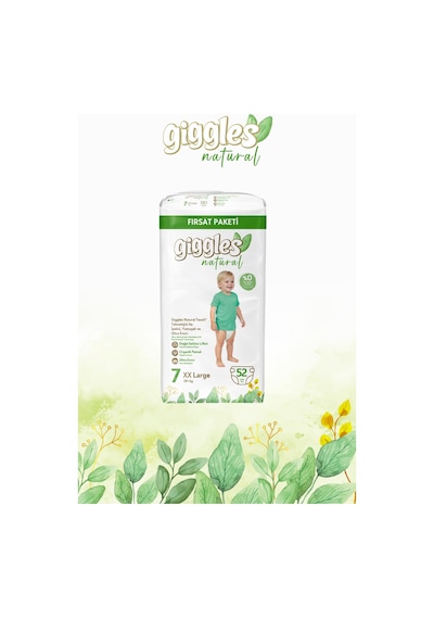 Giggles Natural Jumbo 7 Numara Pamuklu Bebek Bezi 52 Adet 7 Numara