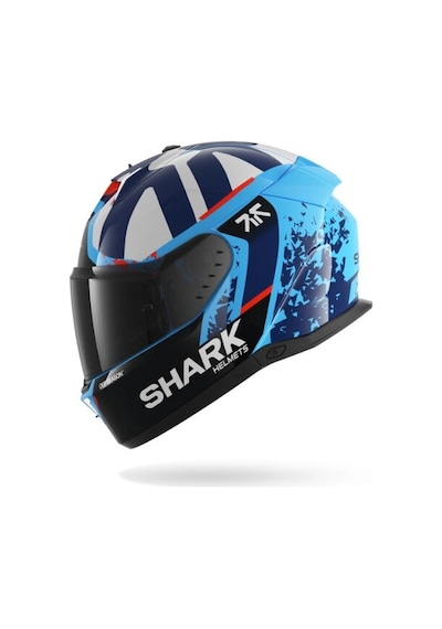 Shark Skwal İ3 Replıca Raul Fernandes Kapalı Kask Ledli Model Renkli Cam lidir Mavi-beyaz