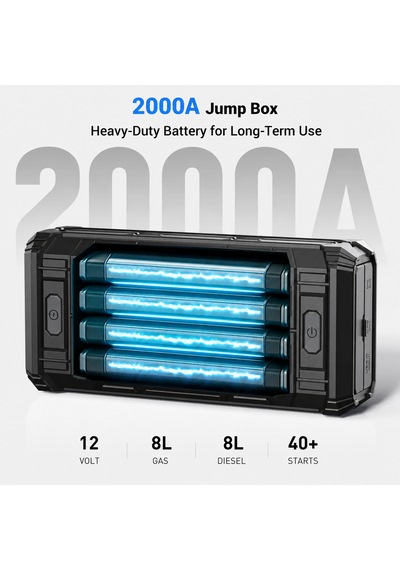 Tj18 Titan Seri 12000mah 2000a Bitmiş Aküyü Çalıştıran Jump Starter Taşınabilir Akü Takviye Cihazı
