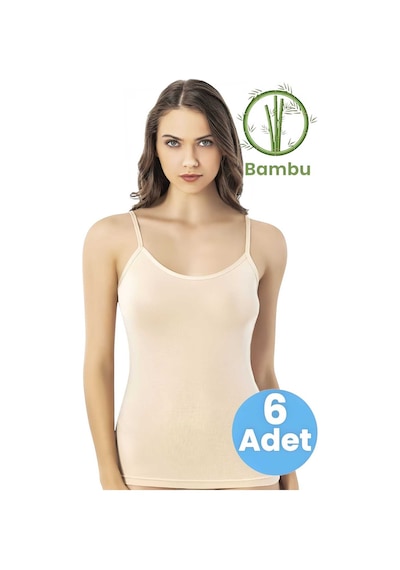 Tezzgelsin Kadın 6'lı İp Askılı Bamboo Atlet Ten Rengi