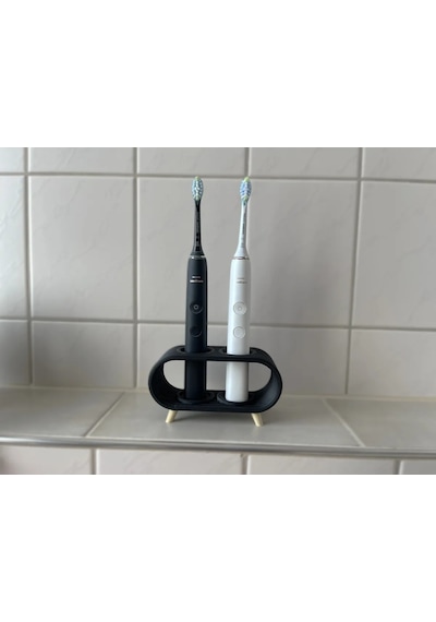 Bezos 3d Baskı Elektrikli Diş Fırçası Standı Çift Diş Fırçalık Ayaklı Modern Banyo Diş Fırçası Tutucu Siyah Dmc