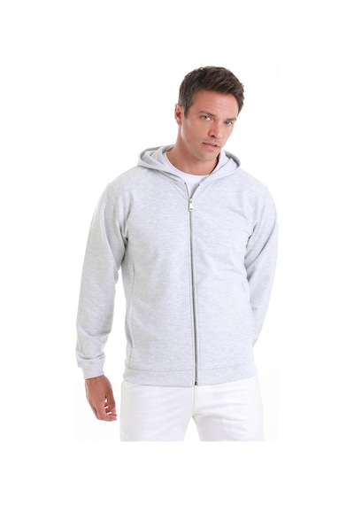 Hatemoğlu Gri Regular Fit Düz Pamuklu Fermuarlı Sweatshirt 34183024b001 420 Gri