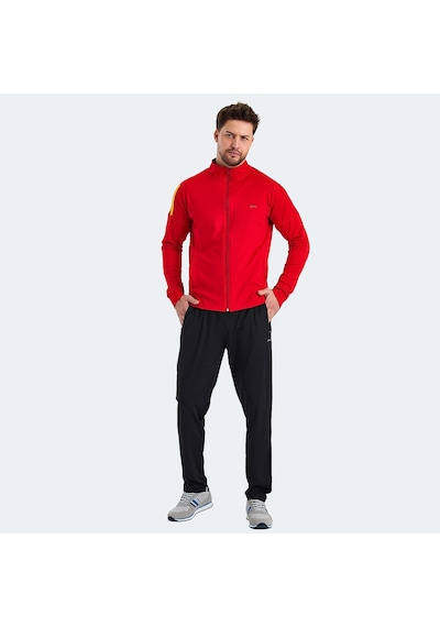 Slazenger RARELY Erkek Fermuarlı Dik Yaka Cepli Kırmızı Eşofman Takımı