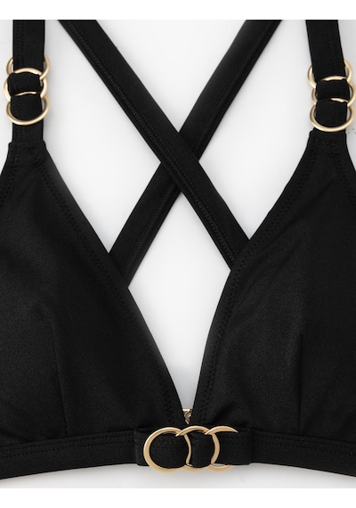Koton Aksesuar Detaylı Arkası Çapraz Askılı Üçgen Bikini Siyah 5sak10058mm Siyah