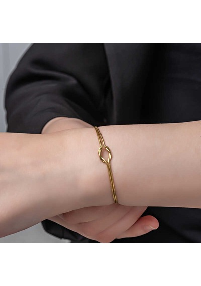 925 Ayar Gümüş Gold Aşk Düğüm Kadın Bileklik