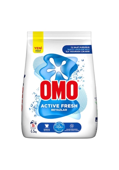 Omo Active Fresh Beyazlar Toz Deterjan 36 Yıkama 5.5 Kg 3 Adet