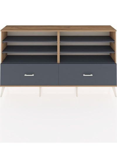 Arges Konsol 6 Raflı 2 Çekmeceli 176x30x99 Çam-antrasit Çam-antrasit