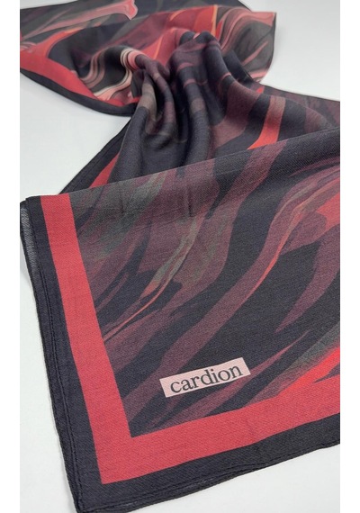 Cardion Pamuk İpek Şal - 70 X 180 - 06302 Siyah - Kırmızı
