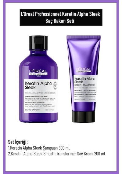 Loreal Professionnel Keratin Alpha Sleek Saç Bakım 2 Li Set 300 Ml