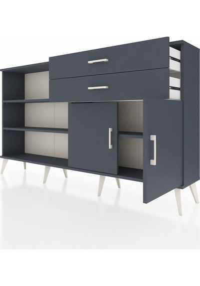 Arges Konsol 3 Raflı 2 Çekmeceli 2 Kapaklı 176x30x99 Antrasit-ant Antrasit-antrasit Arges Konsol 3 Raflı 2 Çekmeceli 2 Kapaklı 176x30x99 Antrasit-ant Antrasit-antrasit