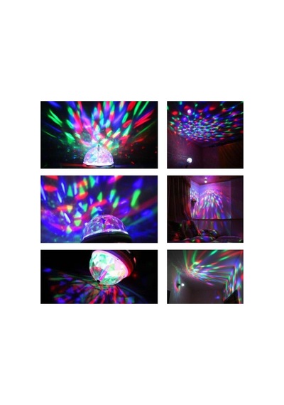 360 Derece Dönen Disko Tarzı Renkli Dekoratif Disco Lamba Beyaz