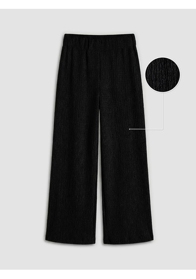 Lcwaıkıkı Classic Siyah Beli Lastikli Dokulu Kadın Pantolon