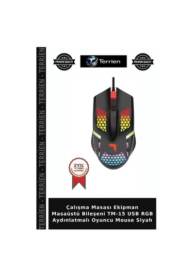 Çalışma Masası Ekipman Masaüstü Bileşeni Tm-15 Usb Rgb Aydınlatmalı Oyuncu Mouse Siyah