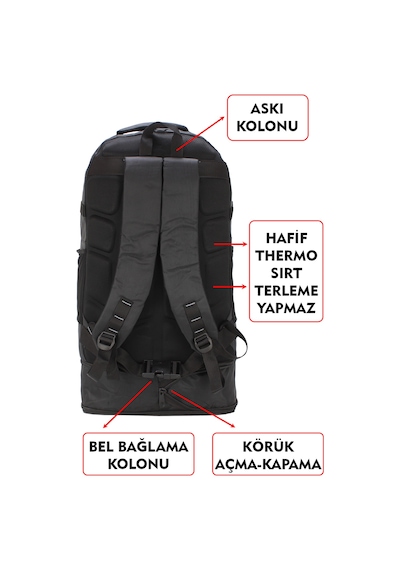 Dada Körüklü Dağcı Sırt Outdoor Kamp Trekking Seyahat Ve Günlük Sırt Çantası 65 Litre Siyah