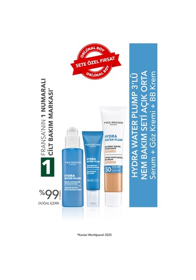 Yves Rocher Hydra Water Plump 3 Lü Nem Bakım Seti -açık Orta - Serum 30 Ml&göz Kremi 15 Ml&bb Krem 40 Ml