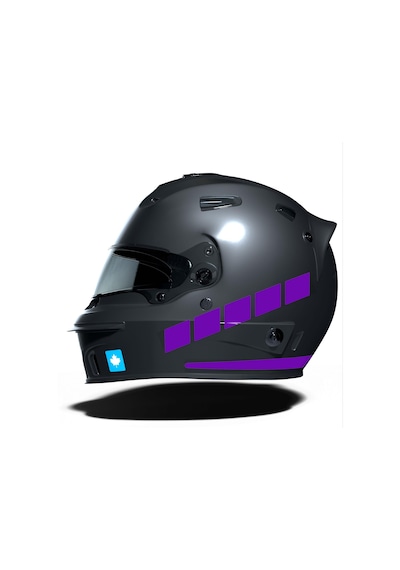 Şerit Tasarımlı Patlıcan Moru Motosiklet Kask Sticker Çınar Extreme
