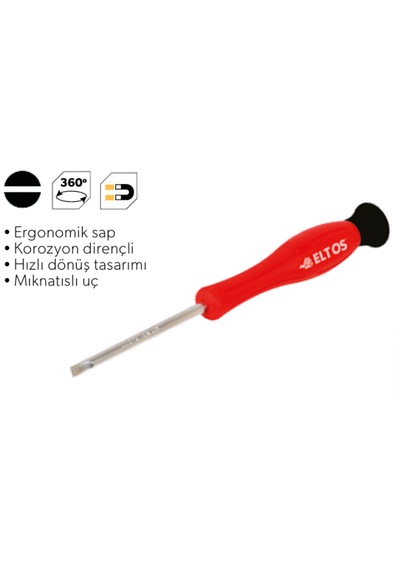 Eltos Std002 Manyetik Uçlu Saatçi Tornavida Düz 2x60 Mm