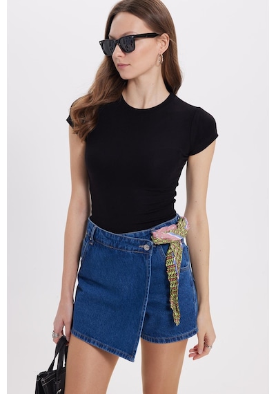 Tudors Kadın Slim Fit Dar Kesim Bisiklet Yaka Viskon Kumaş Ultra Soft Siyah Tişört-34854 Siyah