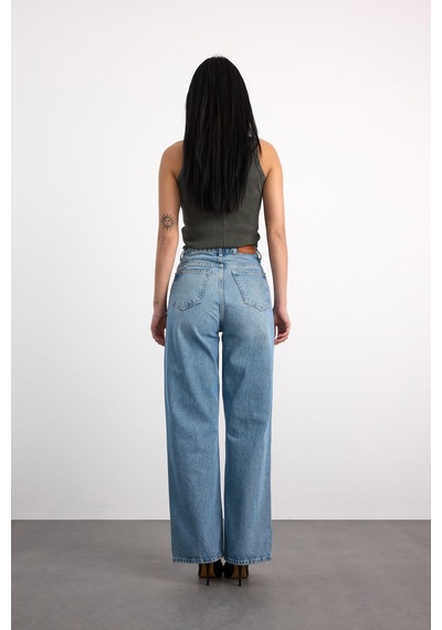 Vigoss Kadın Denim Pantolon 24294-73295 Mavi - Siyah