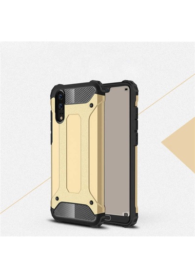 Noktaks - Huawei P20 Uyumlu - Kılıf Çift Katman Zırh Tank Crash Military Kapak - Gold