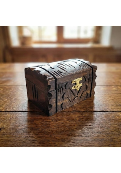 Coupes Ahşap Mücevher Kutusu - %100 El Yapımı - Ceviz Ağacı - 8,5x14,5x8 Cm Kahverengi
