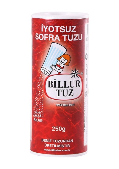 Billur Tuz İyotsuz 250 Gr Tuzluklu X 8 Adet