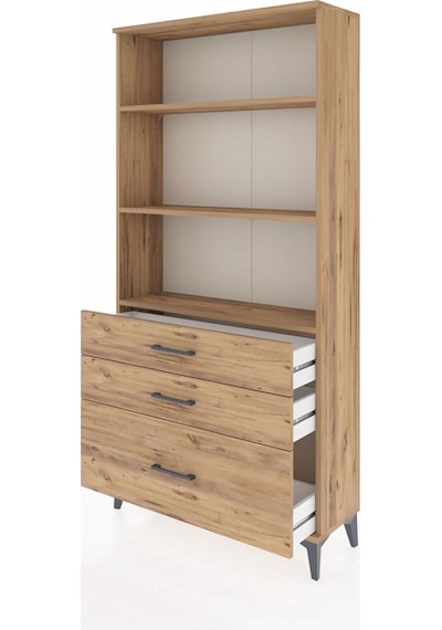 Arges Dolap 3 Raflı 3 Çekmeceli 88x30x182 Çam-çam Çam