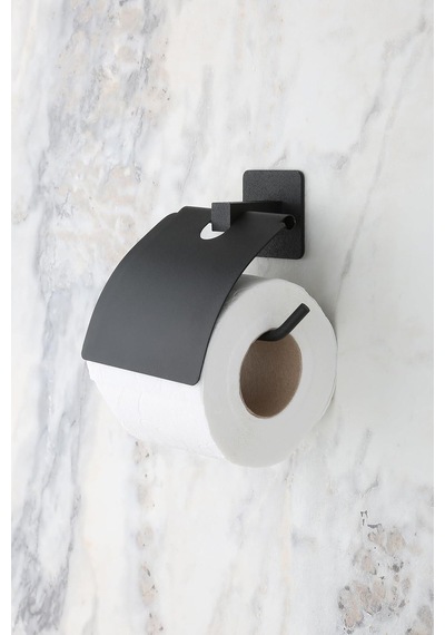 Kare Kapaklı Tuvalet Kağıtlığı Siyah, Yapışkanlı Ve Vidalı Montajlı Metal Wc Kağıtlık, Modern Banyo Tuvalet Kağıdı Askısı Sku: Smg8690010153289 Diğer