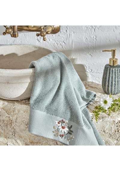 Home Comfort Touch Nakışlı%100 Pamuk Havlu Mint 30x50 Cm Açik Gri