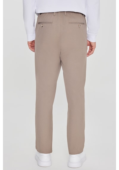 Erkek Vızon Slim Fit Dar Kesim Beli Bağlamalı Yan Cepli Pantolon Vizon