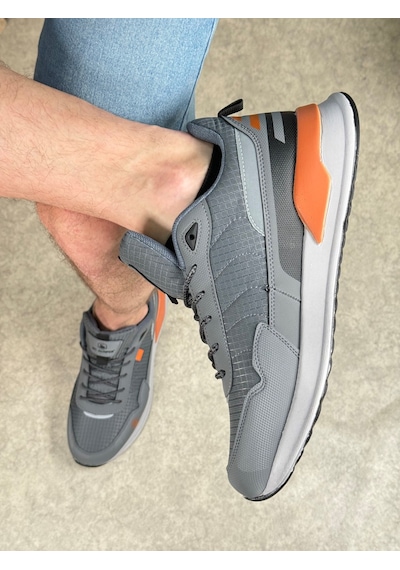 Günlük Erkek Sneaker Bağcıklı Kalın Tabanlı Rahat Hafif Spor Ayakkabı 2019 Füme - Oranj Günlük Erkek Sneaker Bağcıklı Kalın Tabanlı Rahat Hafif Spor Ayakkabı 2019 Füme - Oranj