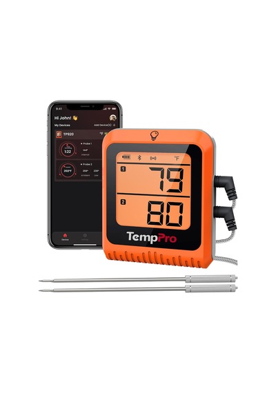 Thermopro Tp920 Çift Problu Şarjlı Bluetooth Gıda Termometresi, 150m Menzilli Telefon Kontrollü Barbekü Ve Fırın