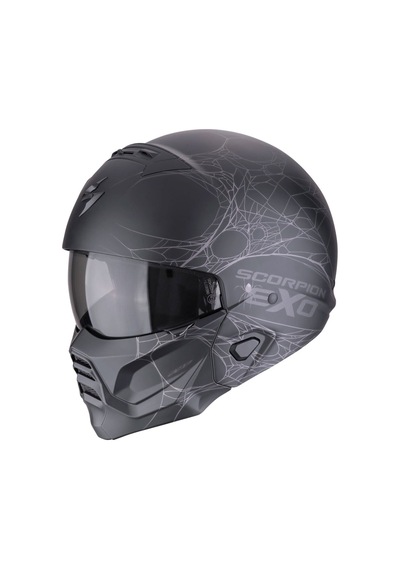 Scorpion Exo Combat 2 Spider Web Modüler Motosiklet Kaskı Mat Siyah Gümüş - Gümüş