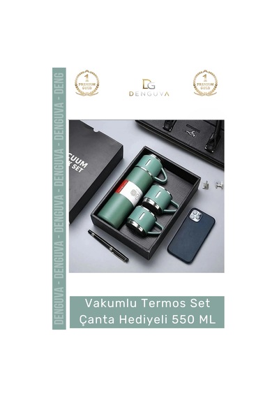 Özel Üretim Paslanmaz Çelik 3 Bardaklı Soğuk Sıcak Termos Vakumlu Termos Set Çanta Hediyeli 550 Ml Çok Renkli 02263277