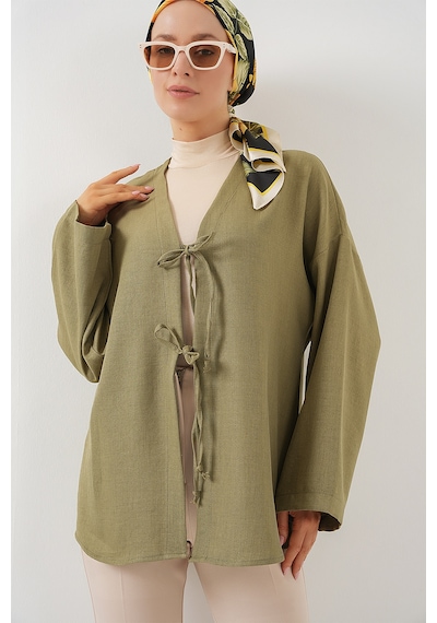 Bigdart Keten Tesettür Kimono 5968 - Çağla