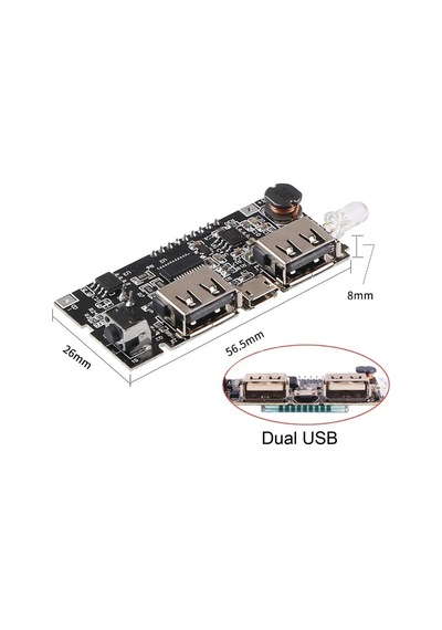 Çift Usb Çıkışlı Ekranlı Powerbank Kartı - Lipo Şarj Devresi