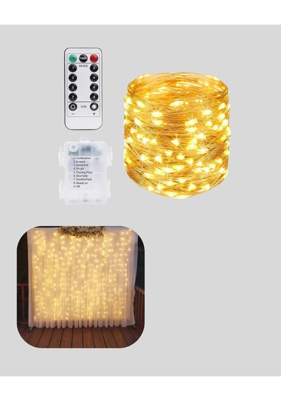 Uzaktan Kumandalı Perde Tipi Günışığı Peri Led Işık Dekorasyon Açık Mavi