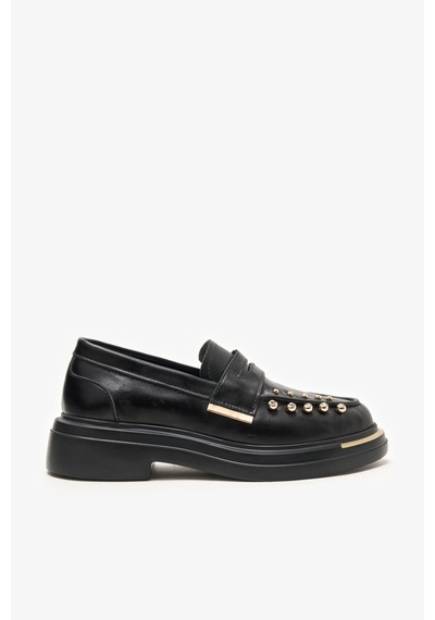 Louis Cardy Ophira Siyah Deri Piercing Detaylı Loafer