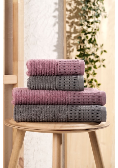 Mira Home 4 Parça Maral Battal %100 Pamuklu Banyo Havlu Takımı 90x160 Cm Antrasit