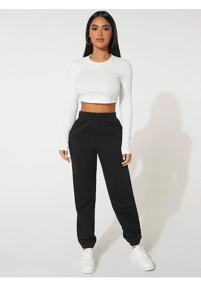 Kadın Siyah Oversize Eşofman Altı - Unisex Siyah