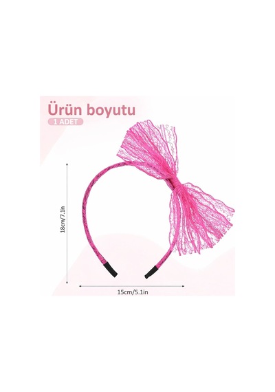 80 Ler 90 Lar Neon Pembe Dantel Taç Fiyonklu 5671 Çok Renkli Çok Renkli