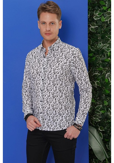 Efor G 1546 Slim Fit Beyaz Klasik Gömlek Beyaz